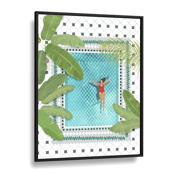 riad pool by petra lidze wall art prints in Black Plain Frame