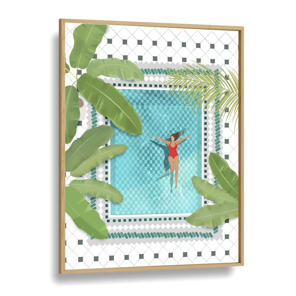 riad pool by petra lidze wall art prints in Oak Wood Plain Frame