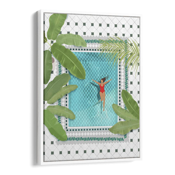 riad pool by petra lidze wall art prints in White Floater Frame