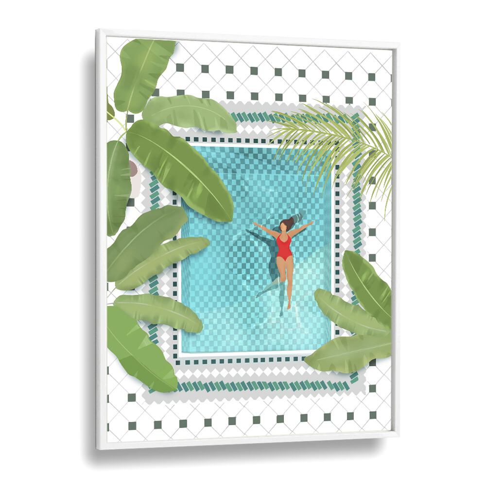 riad pool by petra lidze wall art prints in White Plain Frame