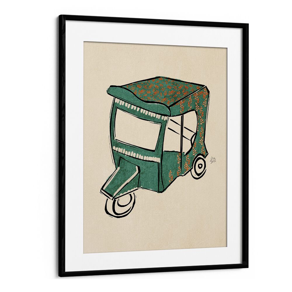 rickshaw tuk tuk car poster in Black Frame With Mount