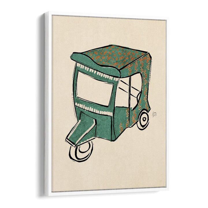 rickshaw tuk tuk car poster in White Floater Frame