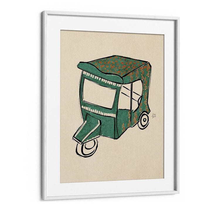 rickshaw tuk tuk car poster in White Frame With Mount