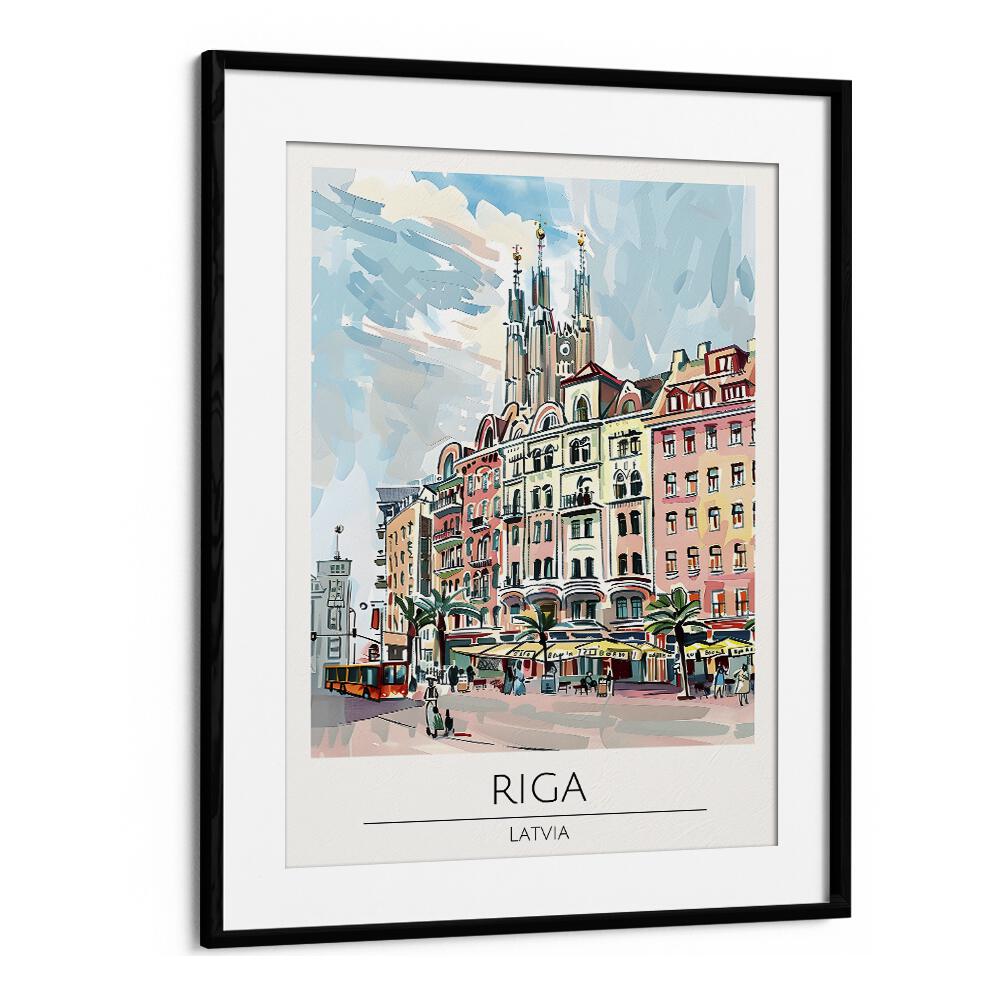 riga-latvia travel posters in Black Frame With Mount