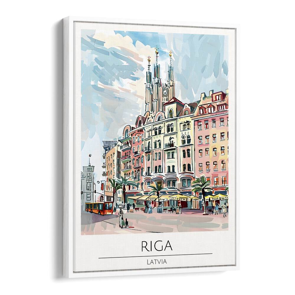 riga-latvia travel posters in White Floater Frame