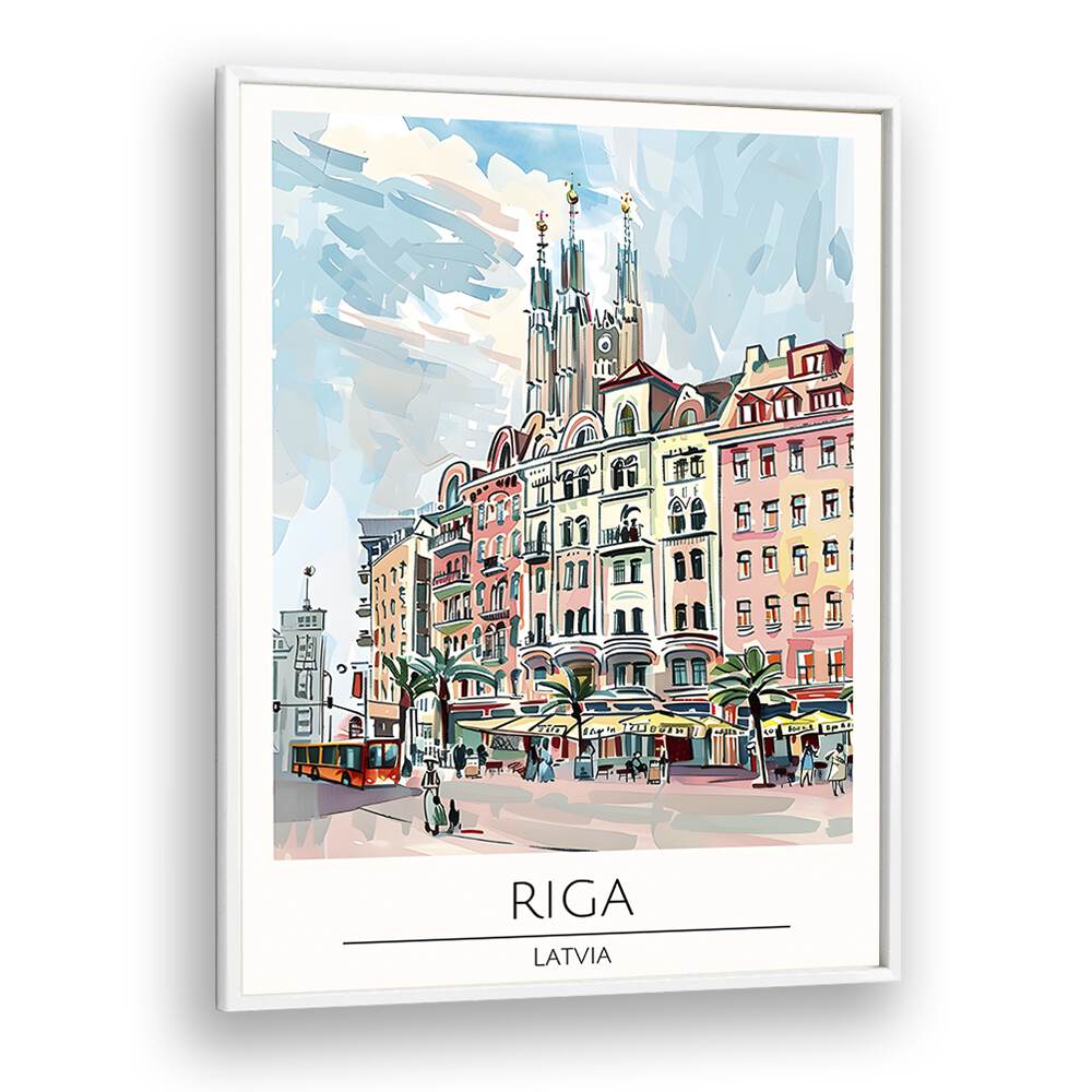 riga-latvia travel posters in White Plain Frame