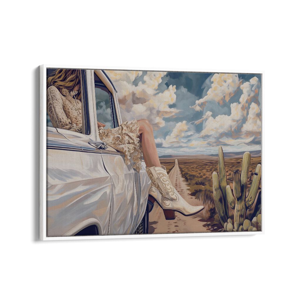 road trip electric wall art prints in White Floater Frame