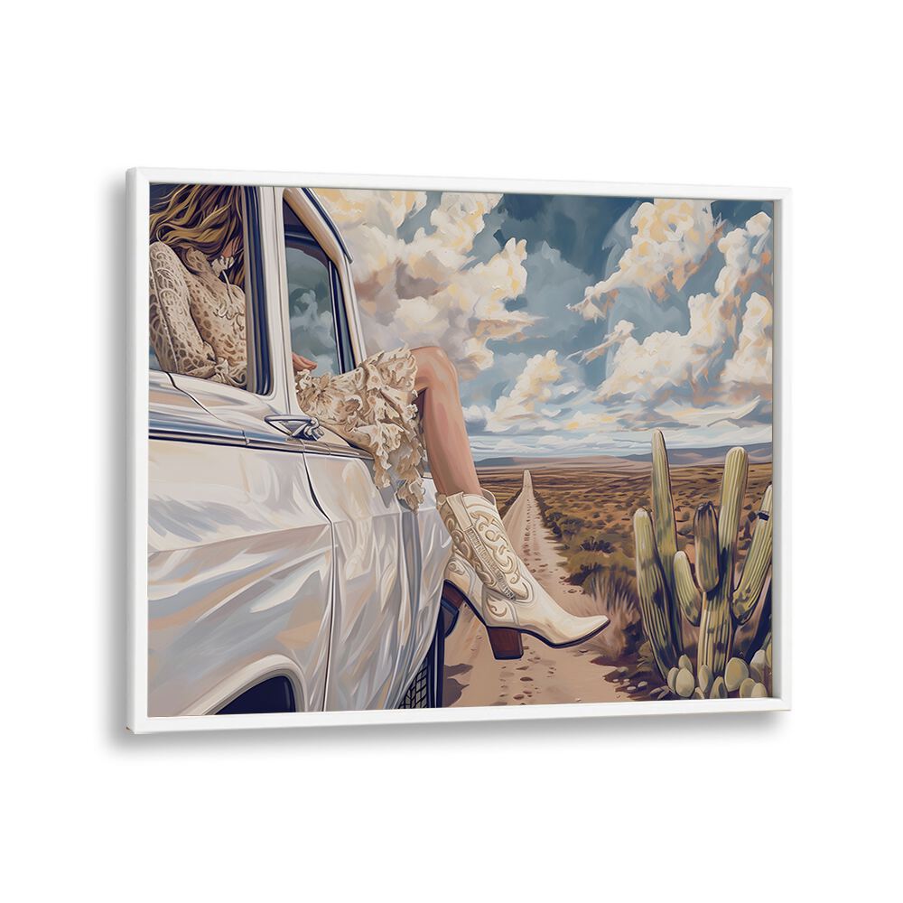 road trip electric wall art prints in White Plain Frame