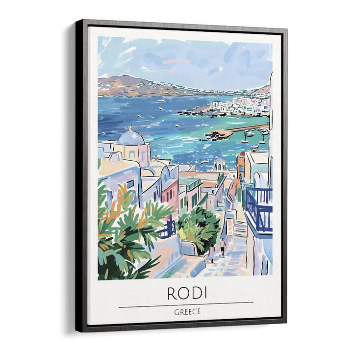 rodi-greece travel posters in Black Floater Frame