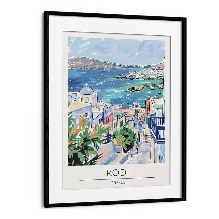 rodi-greece travel posters in Black Frame With Mount