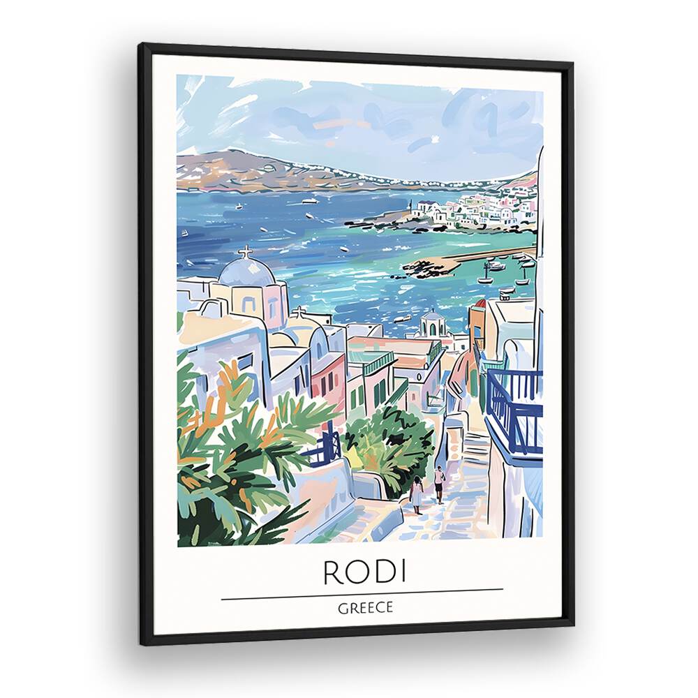 rodi-greece travel posters in Black Plain Frame