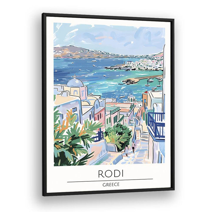 rodi-greece travel posters in Black Plain Frame