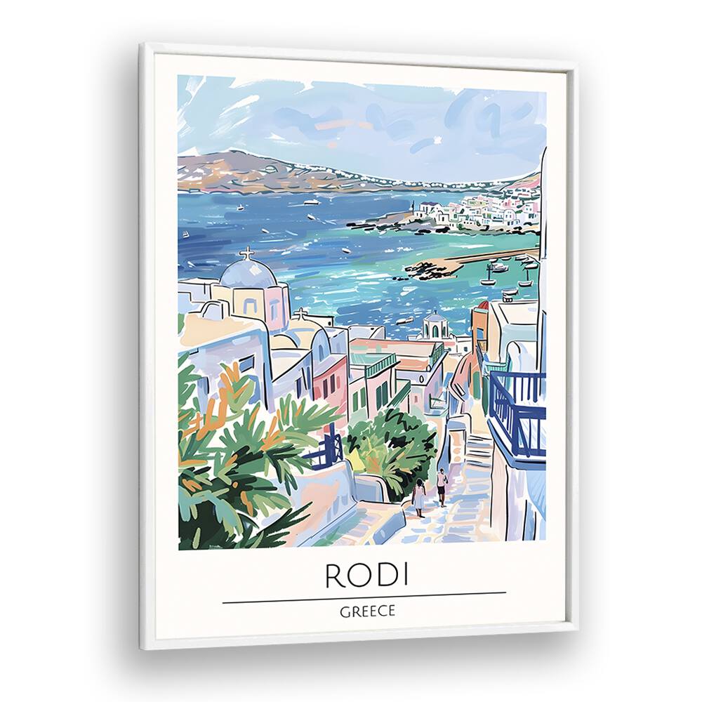 rodi-greece travel posters in White Plain Frame