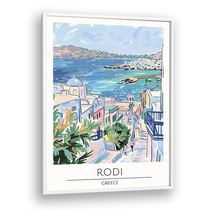 rodi-greece travel posters in White Plain Frame