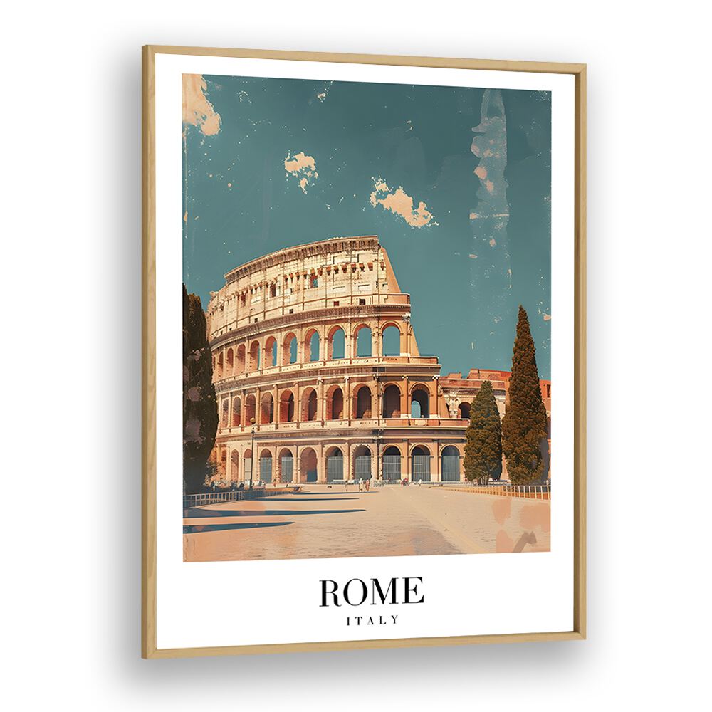 rome-italy I travel posters in Oak Wood Plain Frame