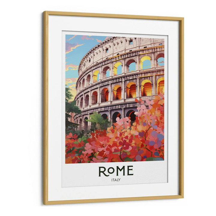 rome travel posters in Oak Wood Frame With Mount