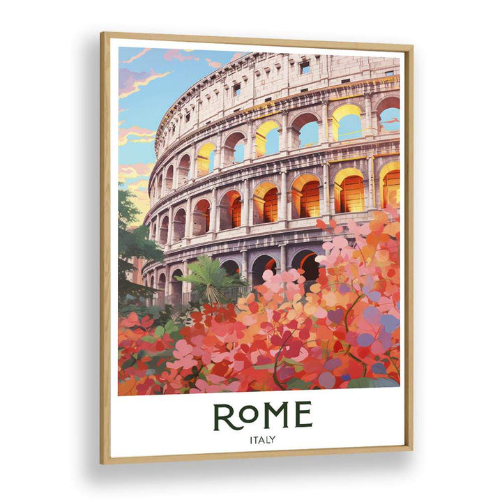 rome travel posters in Oak Wood Plain Frame