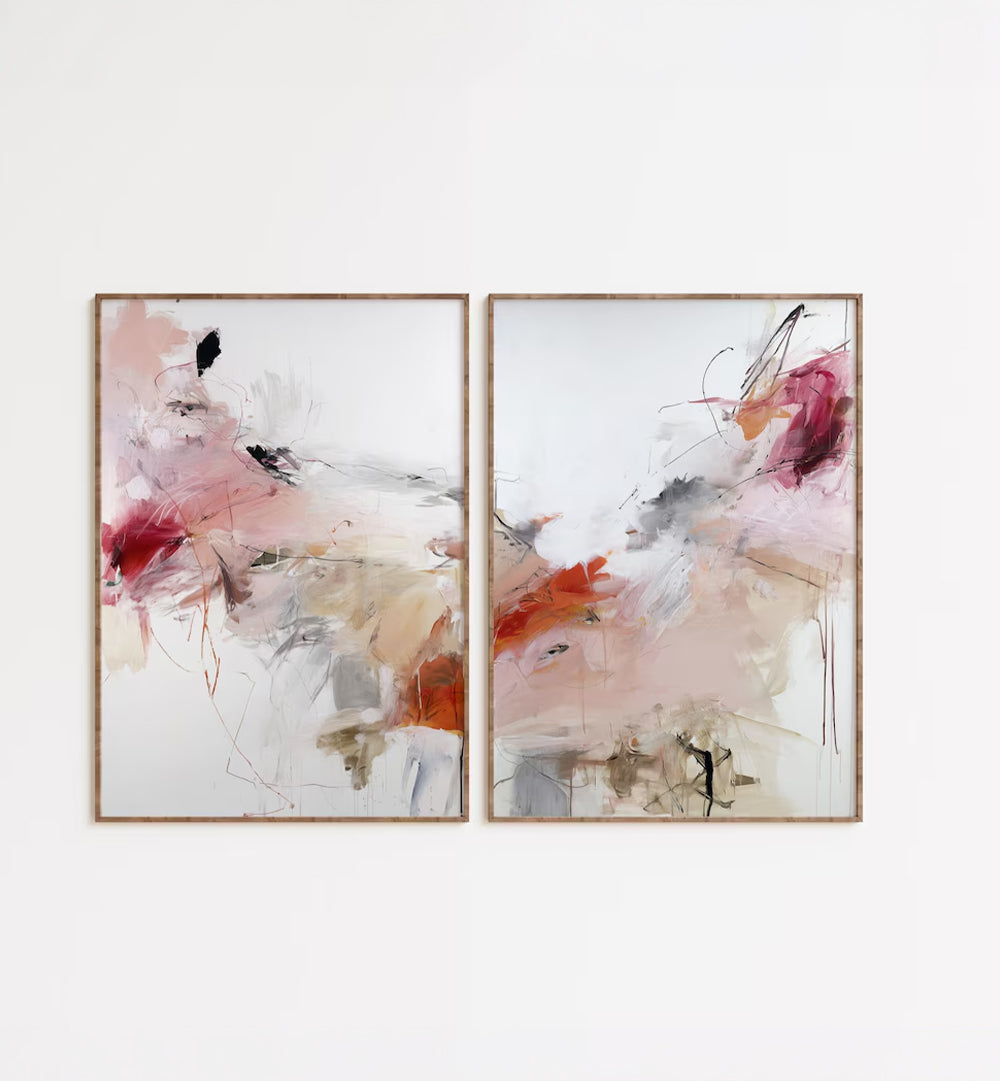 ROSE DRIFT , SET OF 2 PAINTINGS