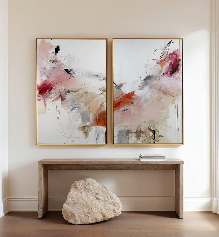 ROSE DRIFT , SET OF 2 PAINTINGS