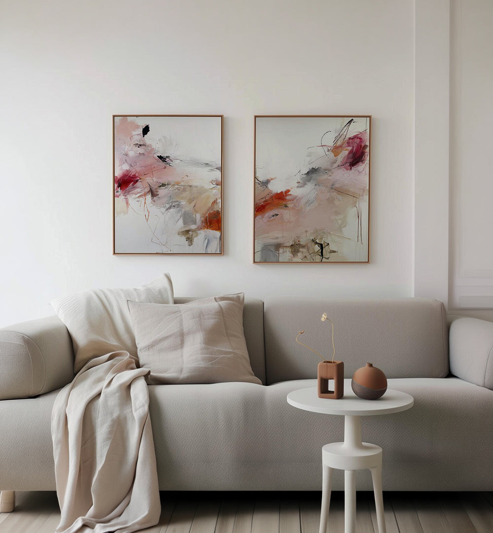 ROSE DRIFT , SET OF 2 PAINTINGS