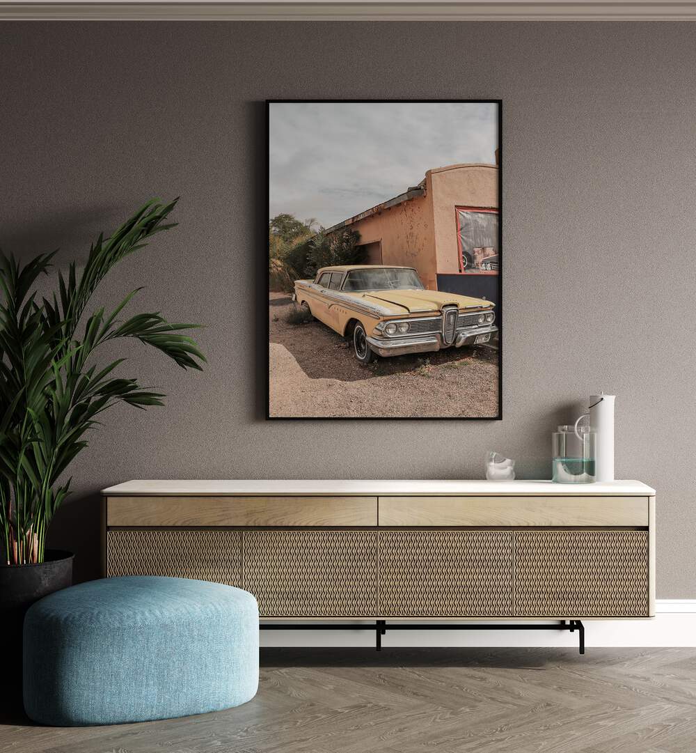 route 66 oldtimer car poster Artwork I placed on a Wall 