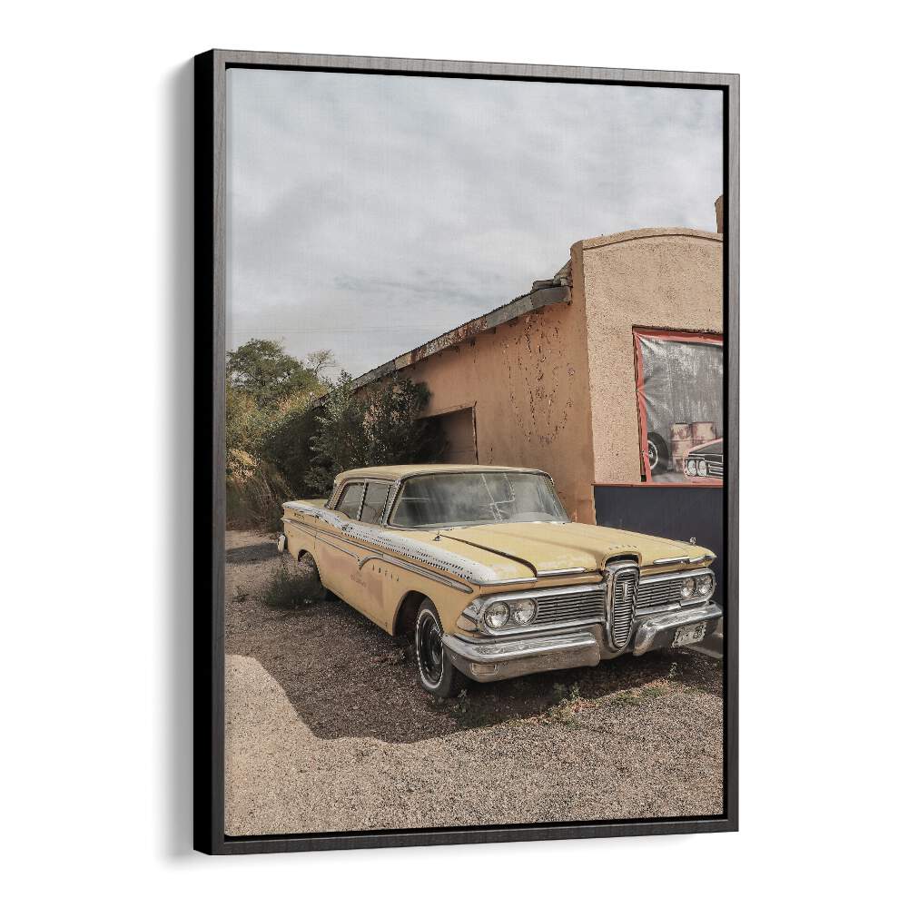 route 66 oldtimer car poster in Black Floater Frame