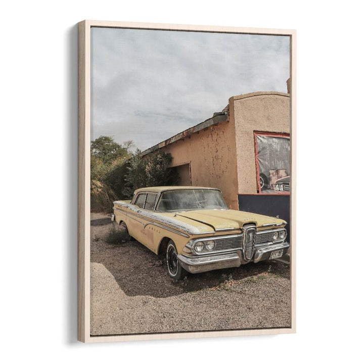 route 66 oldtimer car poster in Oak Wood Floater Frame