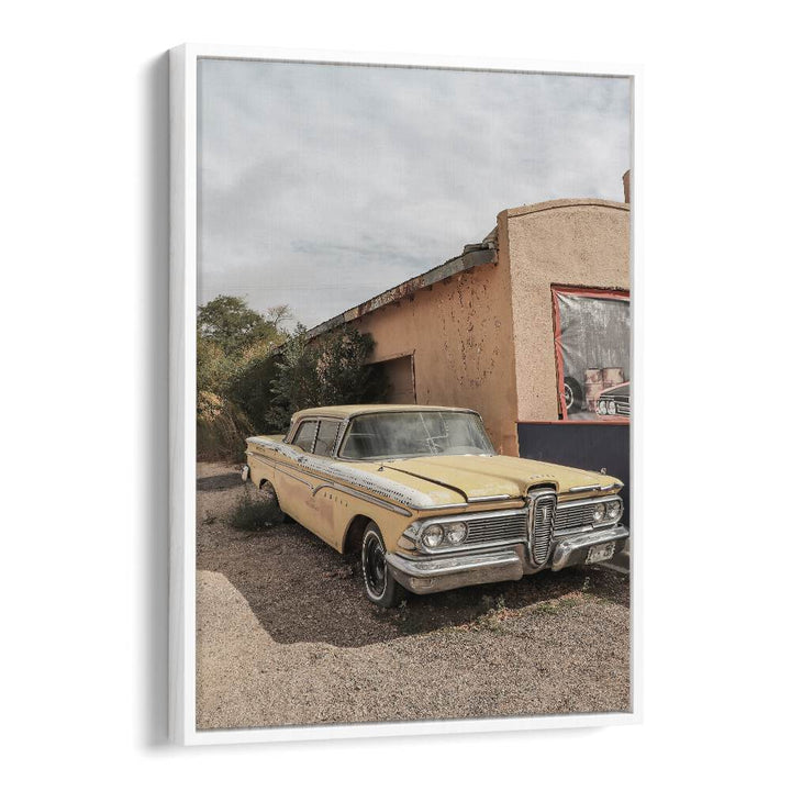 route 66 oldtimer car poster in White Floater Frame