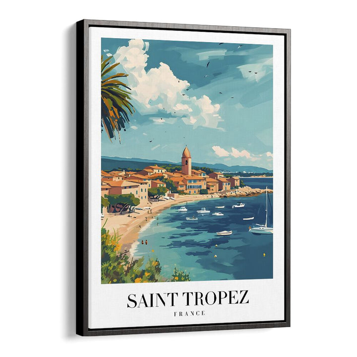 saint tropez-france travel posters in Black Floater Frame