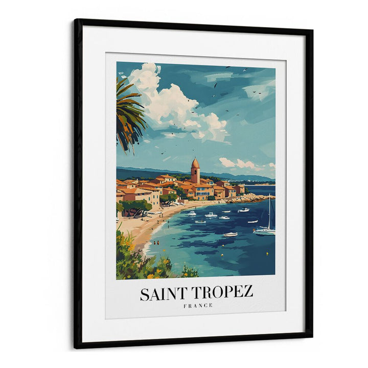 saint tropez-france travel posters in Black Frame With Mount