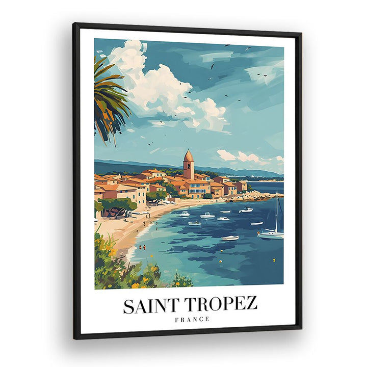 saint tropez-france travel posters in Black Plain Frame