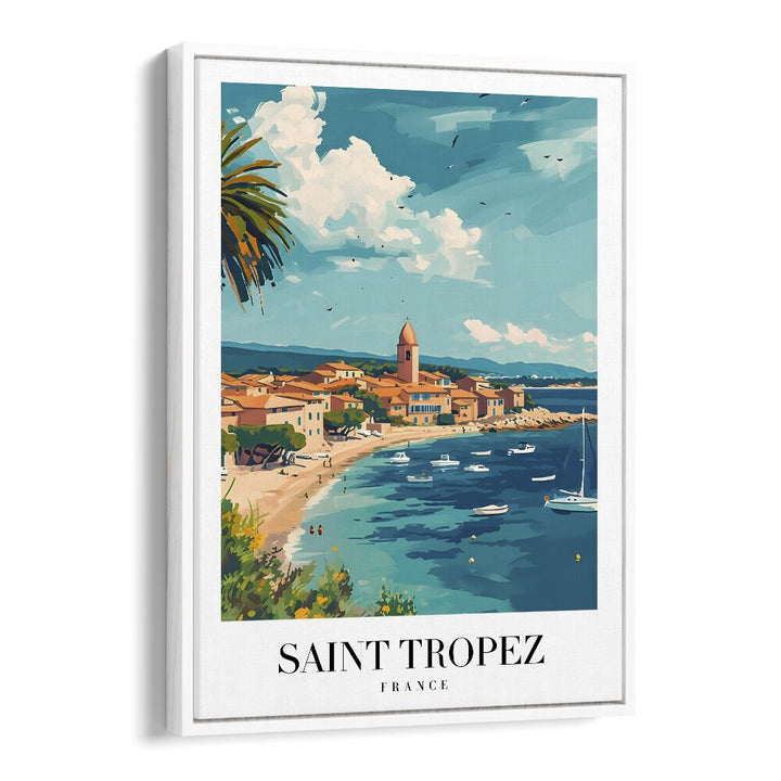 saint tropez-france travel posters in White Floater Frame