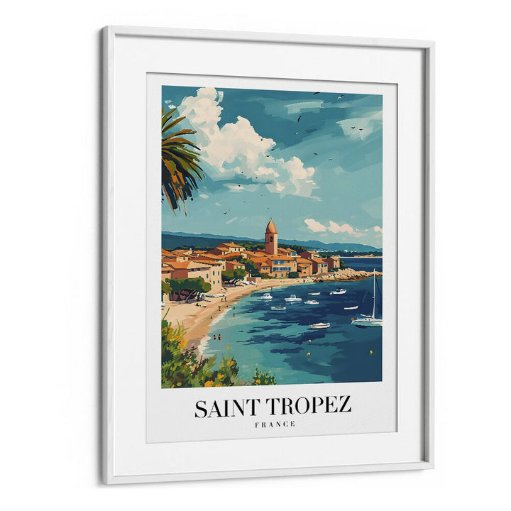 saint tropez-france travel posters in White Frame With Mount