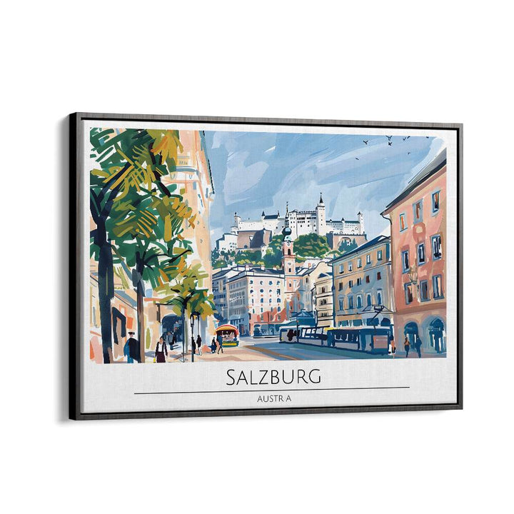 salzburg city-austria travel posters in Black Floater Frame