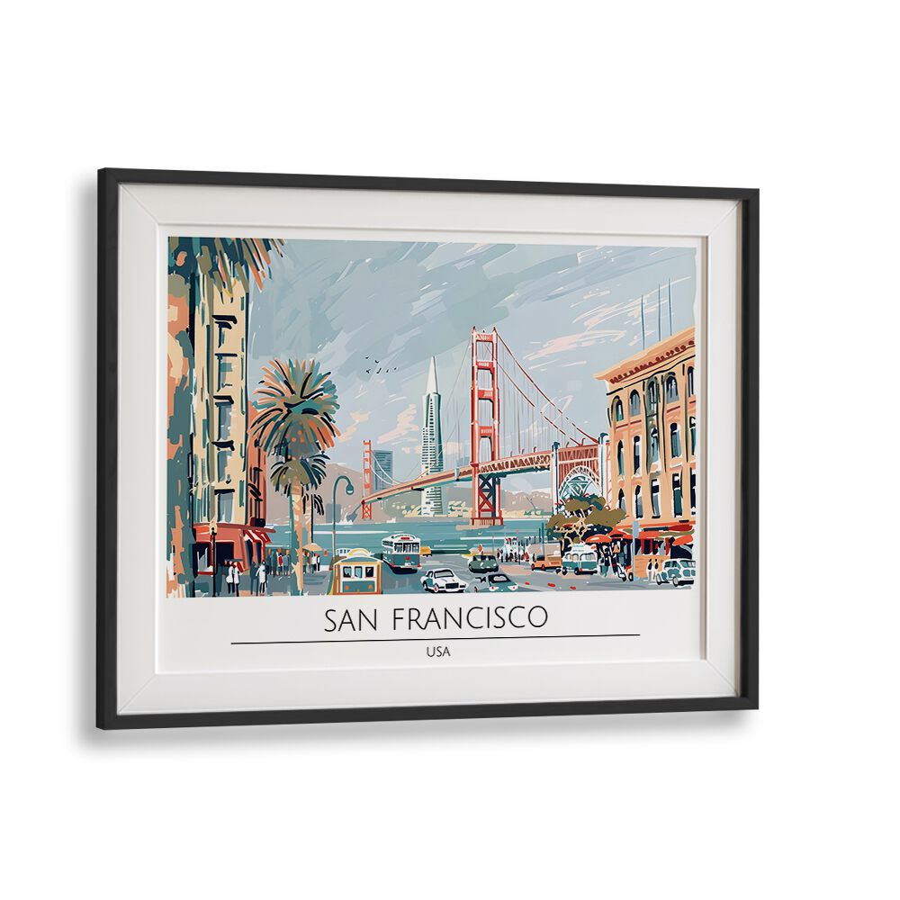 san francisco city travel posters in Black Frame With Mount