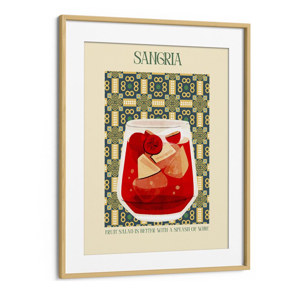 sangria ii kitchen posters kitchen art prints in Oak Wood Frame With Mount