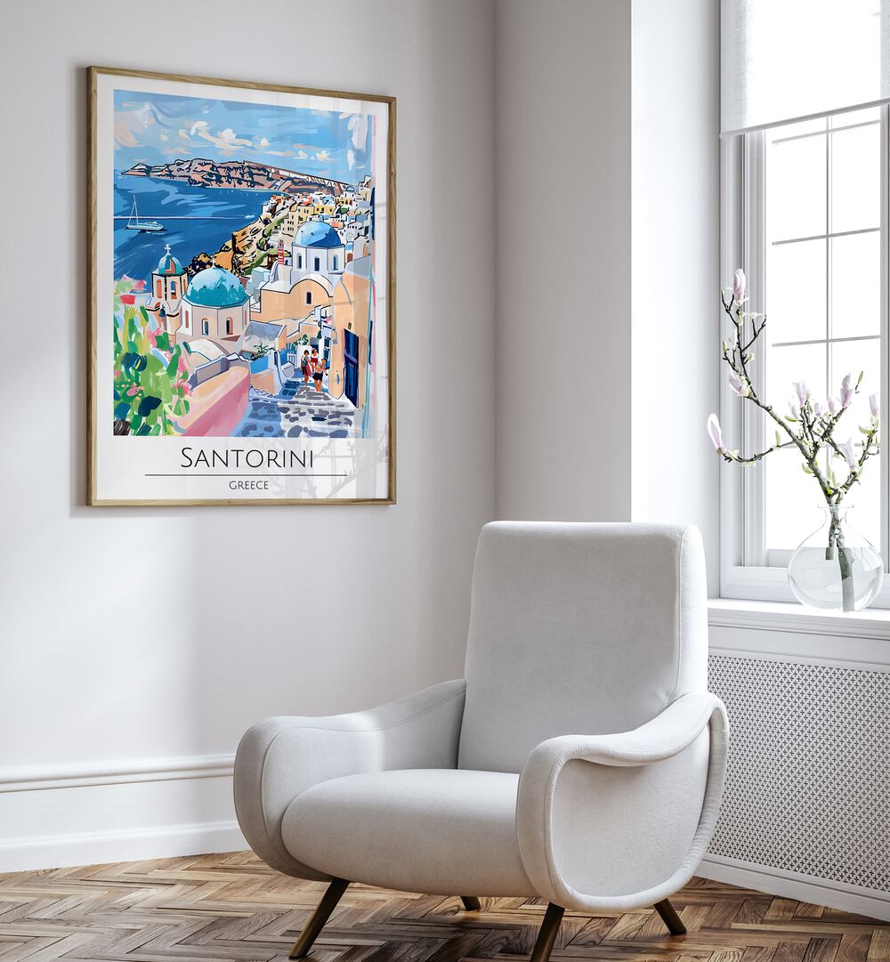 santorini-greece travel posters Artwork I placed on a Wall