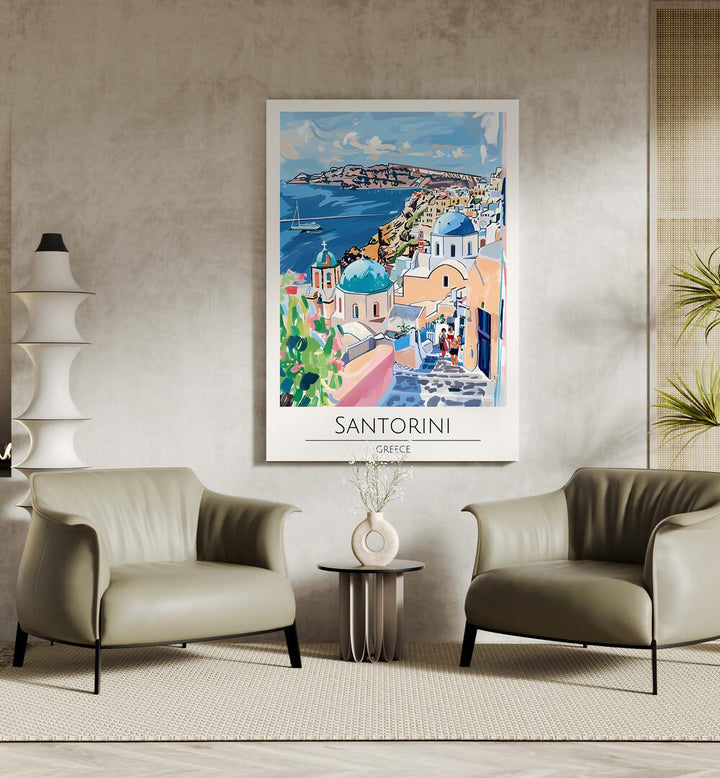 santorini-greece travel posters Artwork II placed on a Wall