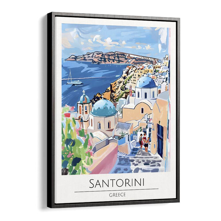 santorini-greece travel posters in Black Floater Frame