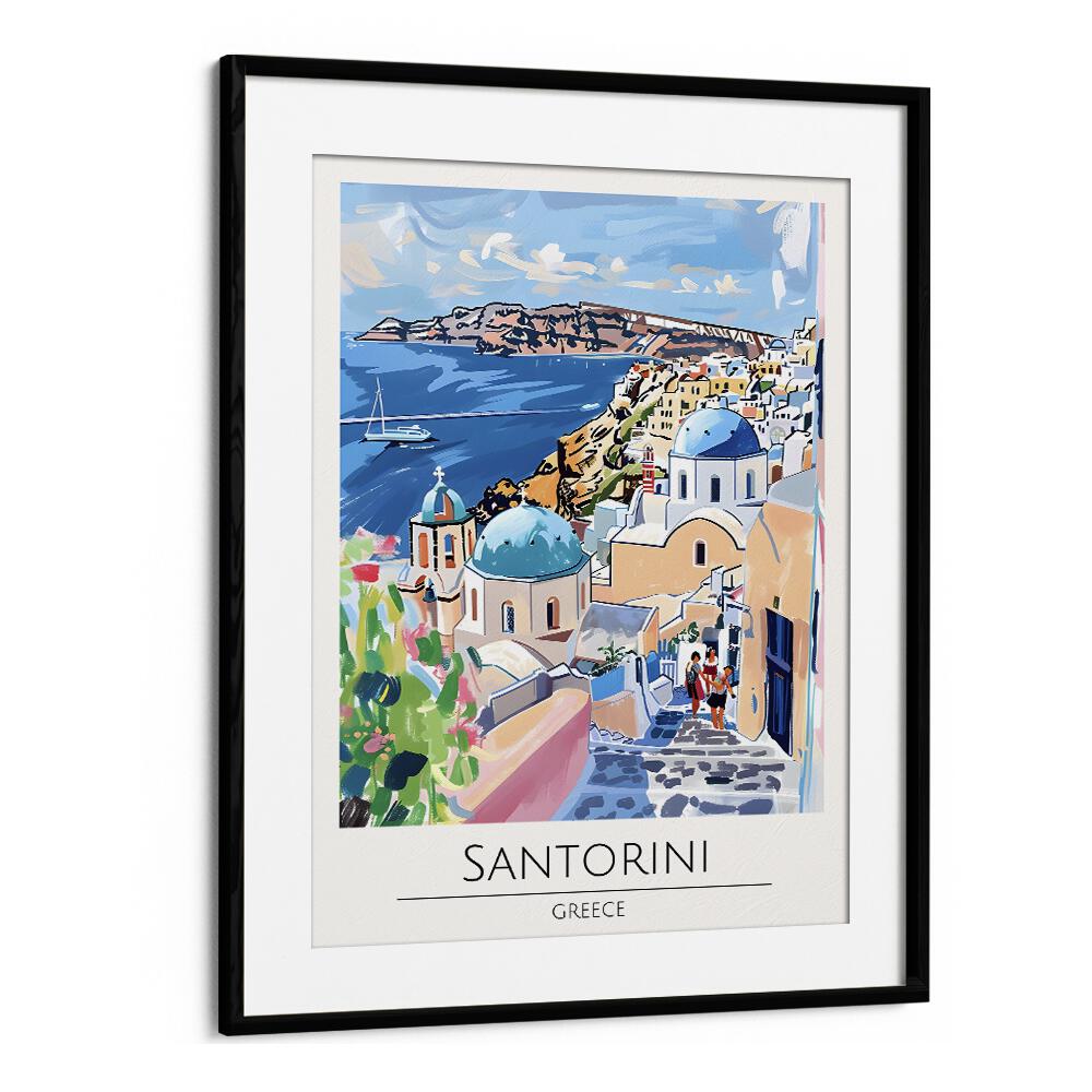 santorini-greece travel posters in Black Frame With Mount