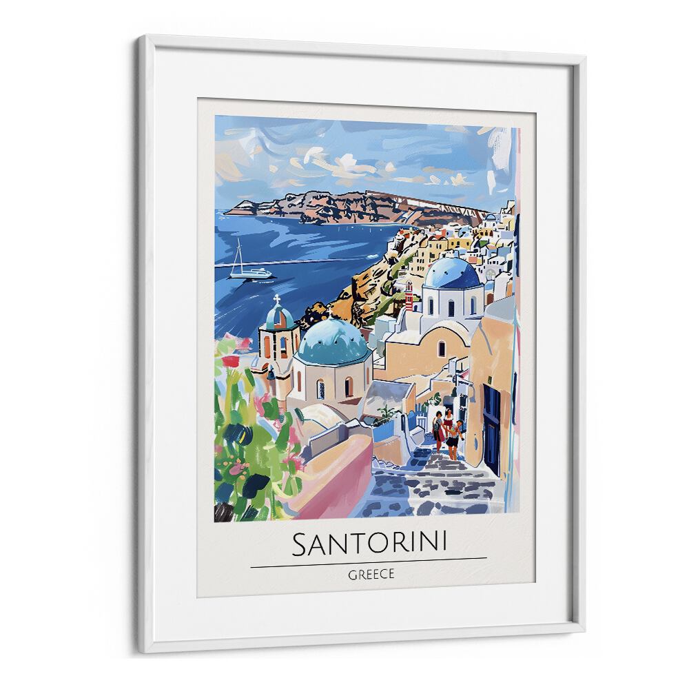 santorini-greece travel posters in White Frame With Mount