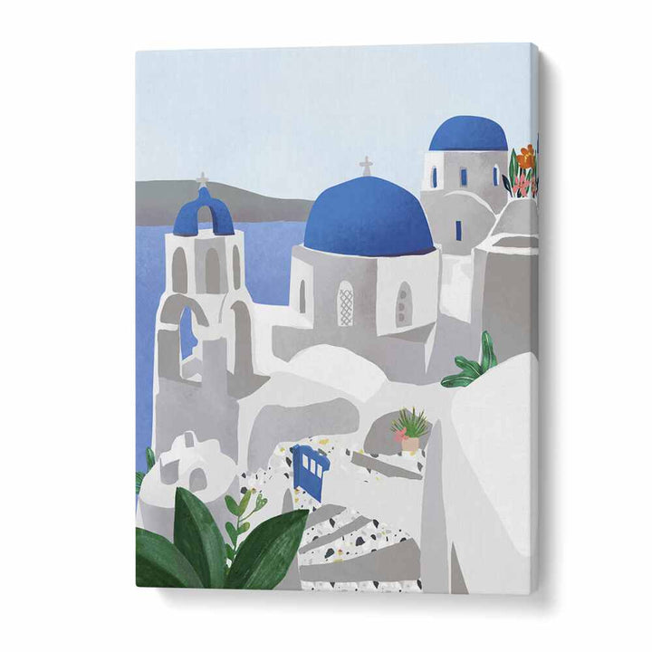 santorini island by petra lidze travel posters in Gallery Wrap