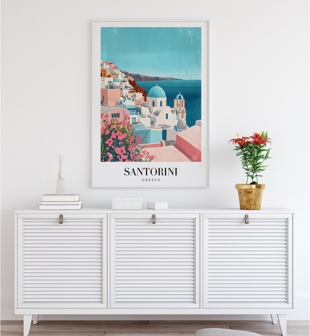 santorini island-greece travel posters Artwork I placed on a Wall 