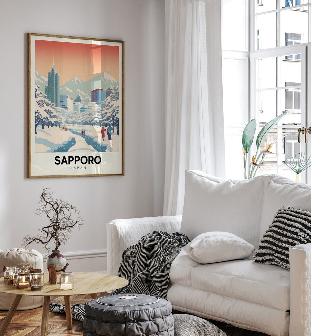 sapporo serenity travel posters Artwork II placed on a Wall 