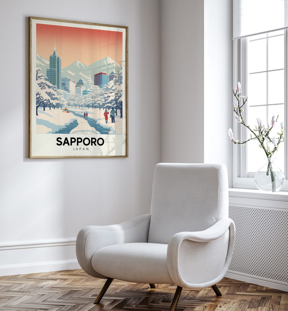 sapporo serenity travel posters Artwork III placed on a Wall 