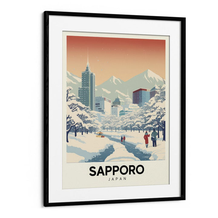 sapporo serenity travel posters in Black Frame With Mount