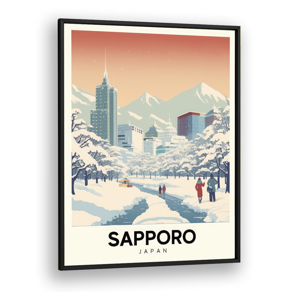 sapporo serenity travel posters in Black Plain Frame