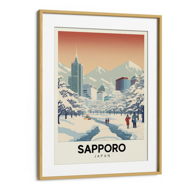 sapporo serenity travel posters in Oak Wood Frame With Mount