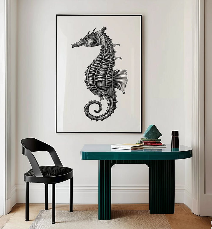 seahorse by jay stanley geometric art paintings Artwork II placed on a wall