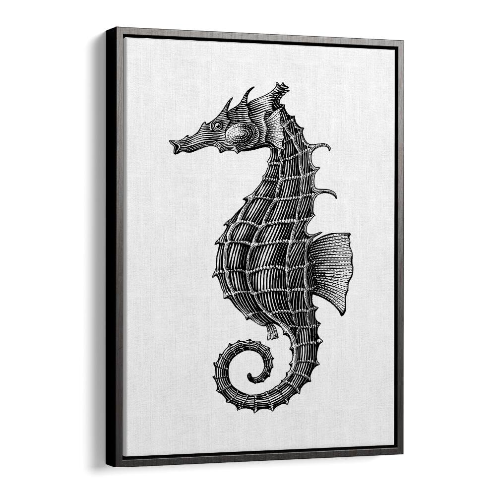 seahorse by jay stanley geometric art paintings in Black Floater Frame